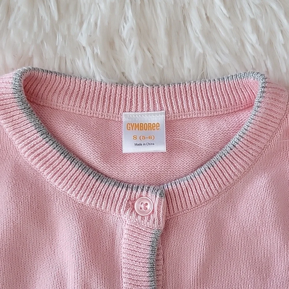 Gymboree Pink With Silver Trim Cardigan Sweater Girls Size 5/6 NWT